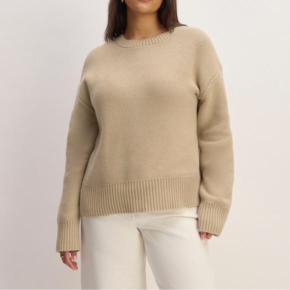 Everlane The Cotton Honeycomb Square Crew Sweater Size Small - Picture 1 of 15
